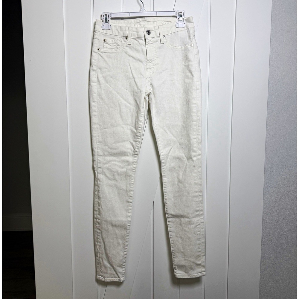 7 For All Mankind White Skinny Jeans 27 Slim Fit Mid Rise Preppy Coastal Women
